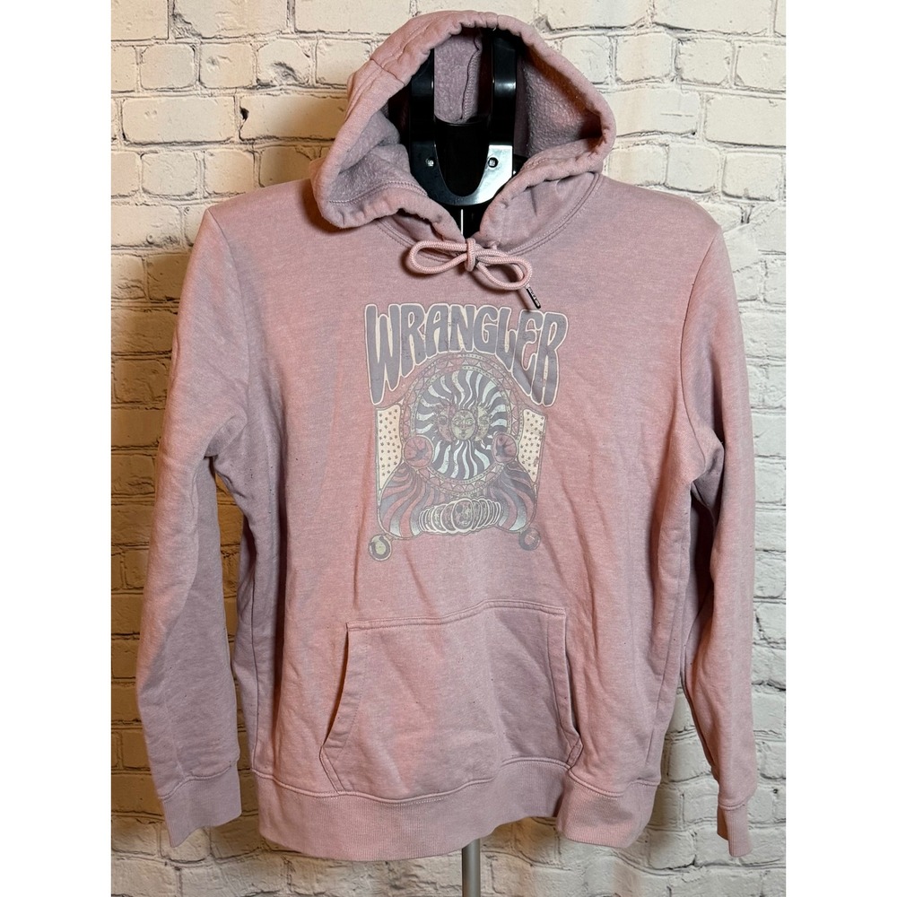 Wrangler Womens Mauve Pink Celestial Sun Moon Graphic Pullover Hoodie Medium